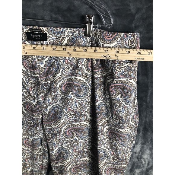 Talbots The Perfect Crop Women's Beige Multi Paisley Cotton Stretch Pants SZ-22 - Picture 5 of 16